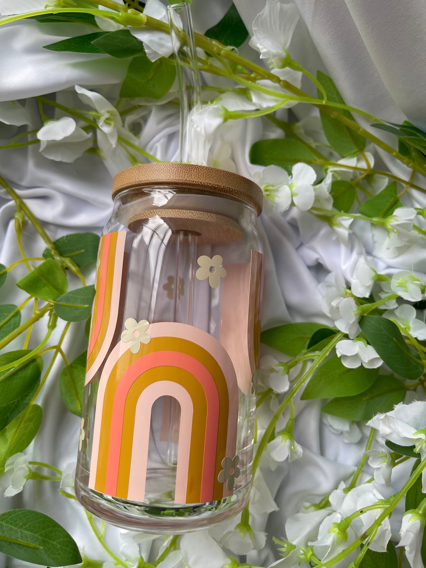 Boho Rainbow- 16 oz Glass Cup