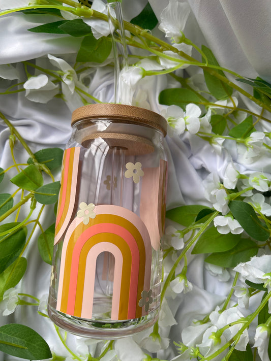 Boho Rainbow- 16 oz Glass Cup