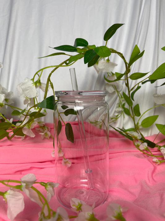 Single Wall Plastic 16 oz Cup w/Top and Straw