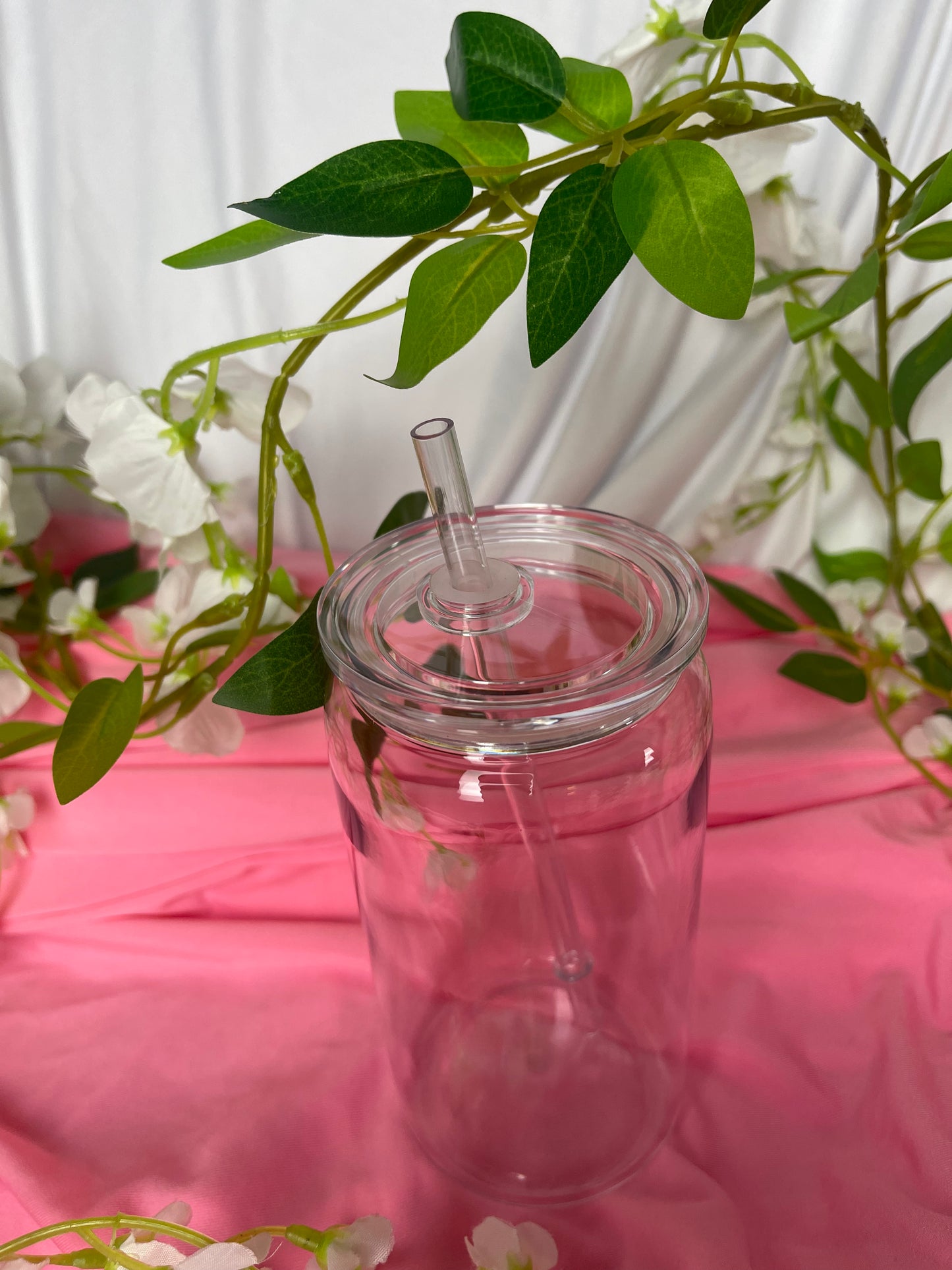 Single Wall Plastic 16 oz Cup w/Top and Straw