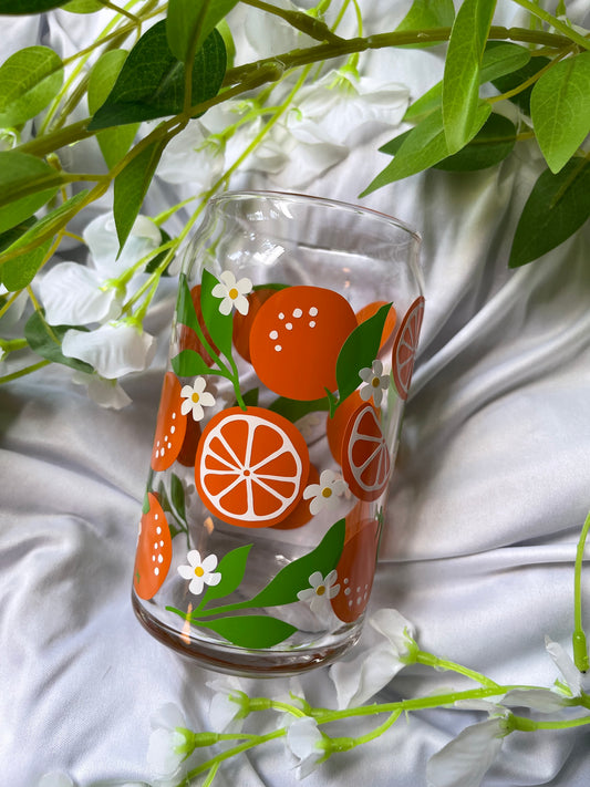 Oranges- 16 oz Glass Cup